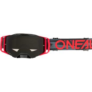 Occhiali da motocross O´Neal B-33 Ictus nero-rosso (plexiglass grigio)