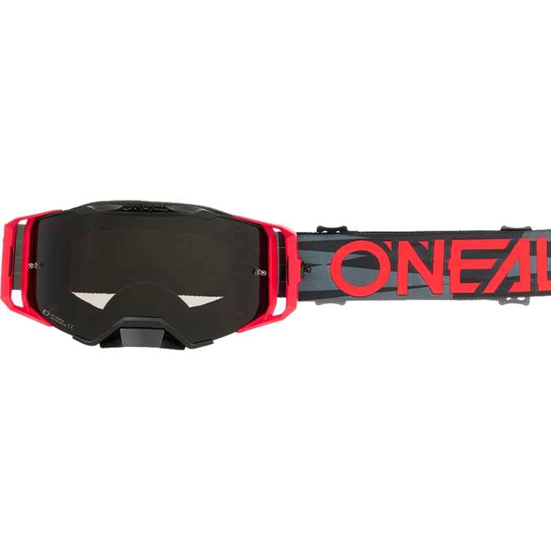 Occhiali da motocross O´Neal B-33 Ictus nero-rosso (plexiglass grigio)
