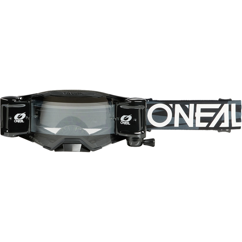 Occhiali da motocross O´Neal B-33 Ictus bianco e nero con sistema Roll Off (plexiglass trasparente)