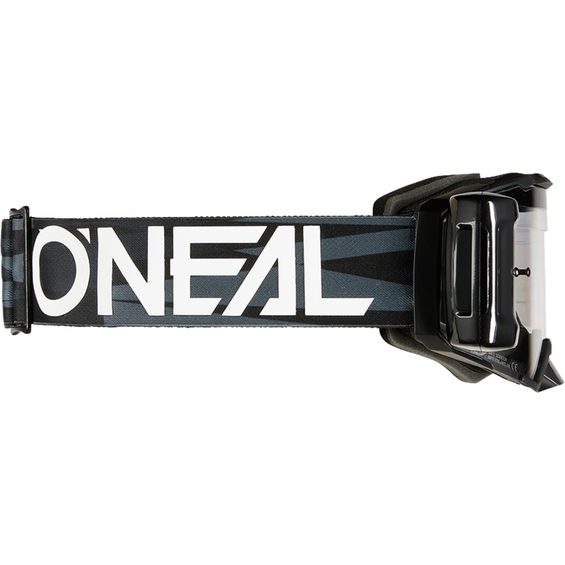 Occhiali da motocross O´Neal B-33 Ictus bianco e nero con sistema Roll Off (plexiglass trasparente)