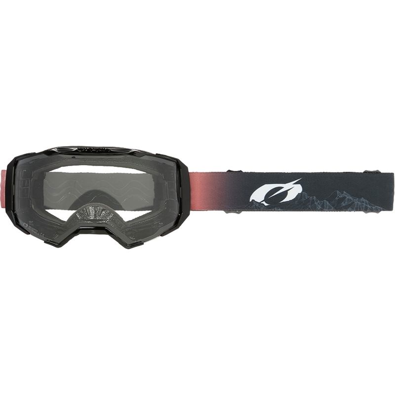 Occhiali da motocross O´Neal B-22 Covert nero-rosso (plexiglass trasparente)