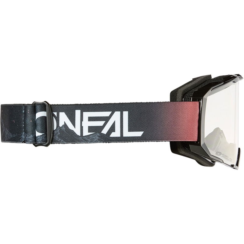 Occhiali da motocross O´Neal B-22 Covert nero-rosso (plexiglass trasparente)