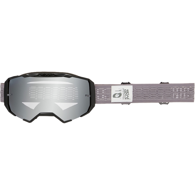 Occhiali da motocross O´Neal B-22 grigio statico (plexiglass a specchio argentato)