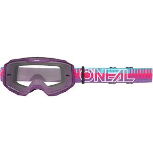 Occhiali da motocross O´Neal B-10 a righe rosa-viola (plexiglass trasparente)