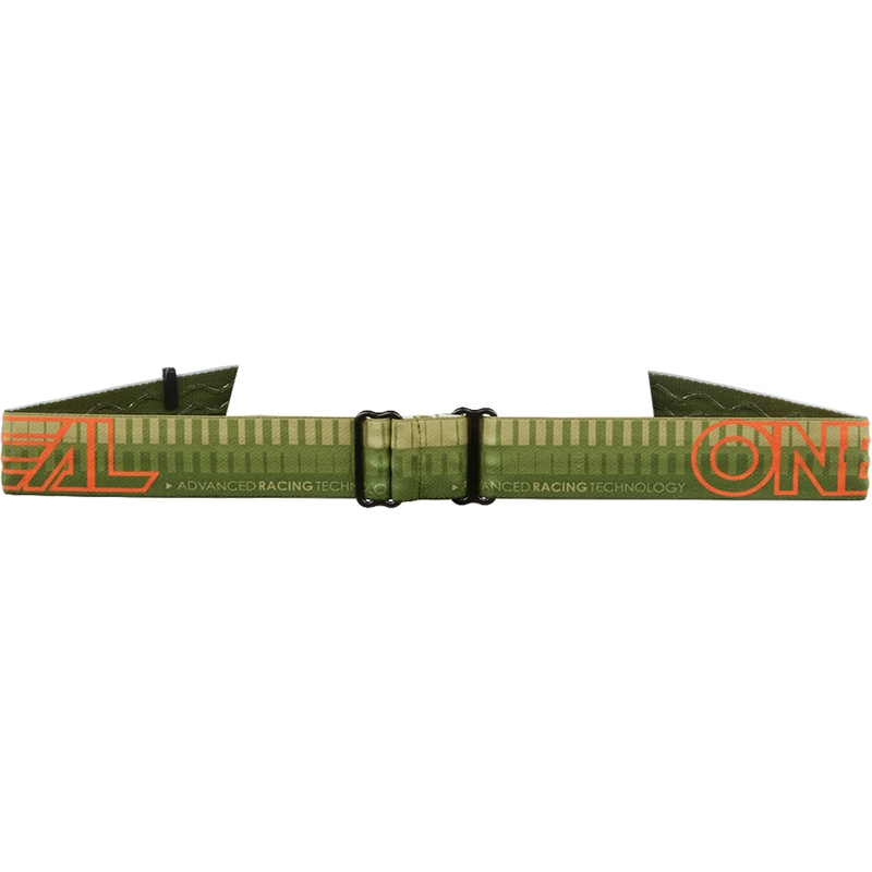 Occhiali da motocross O´Neal B-10 a righe verde-arancione (plexiglass trasparente)