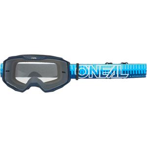 Occhiali da motocross O´Neal B-10 a righe blu (plexiglass trasparente)
