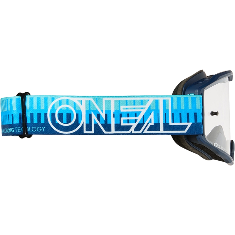 Occhiali da motocross O´Neal B-10 a righe blu (plexiglass trasparente)