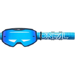 Occhiali da motocross O´Neal B-10 a righe blu (plexiglass blu iridio)