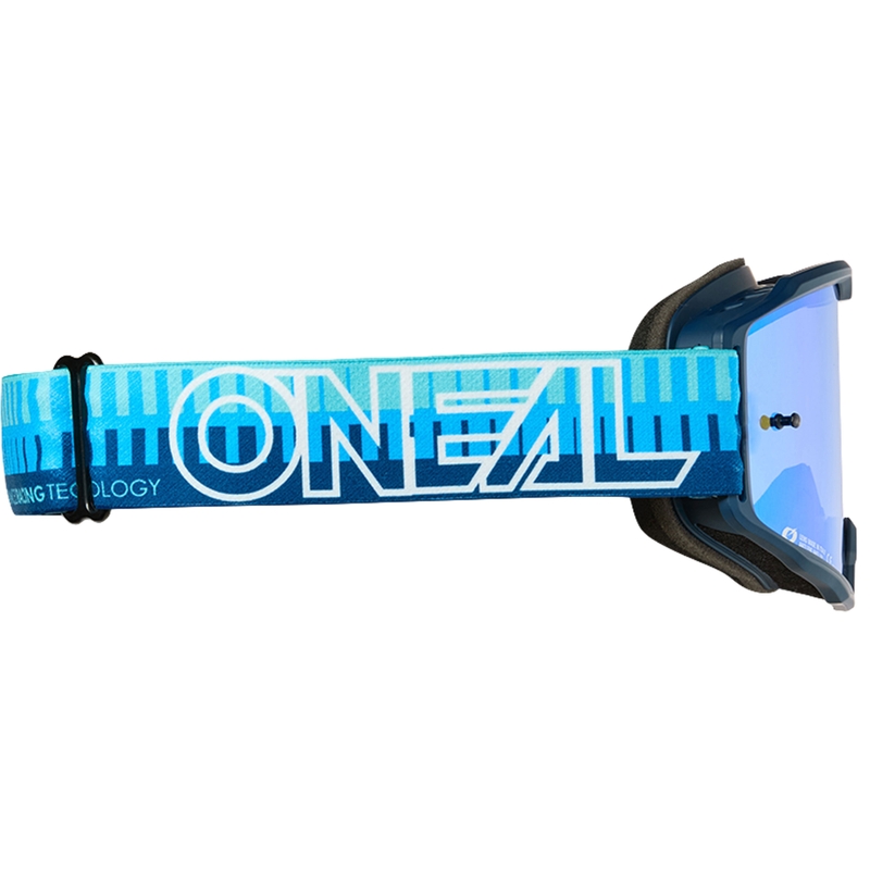Occhiali da motocross O´Neal B-10 a righe blu (plexiglass blu iridio)