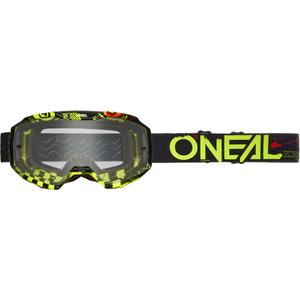 Occhiali da motocross O´Neal B-10 Attack neri-gialli (plexiglass trasparente)