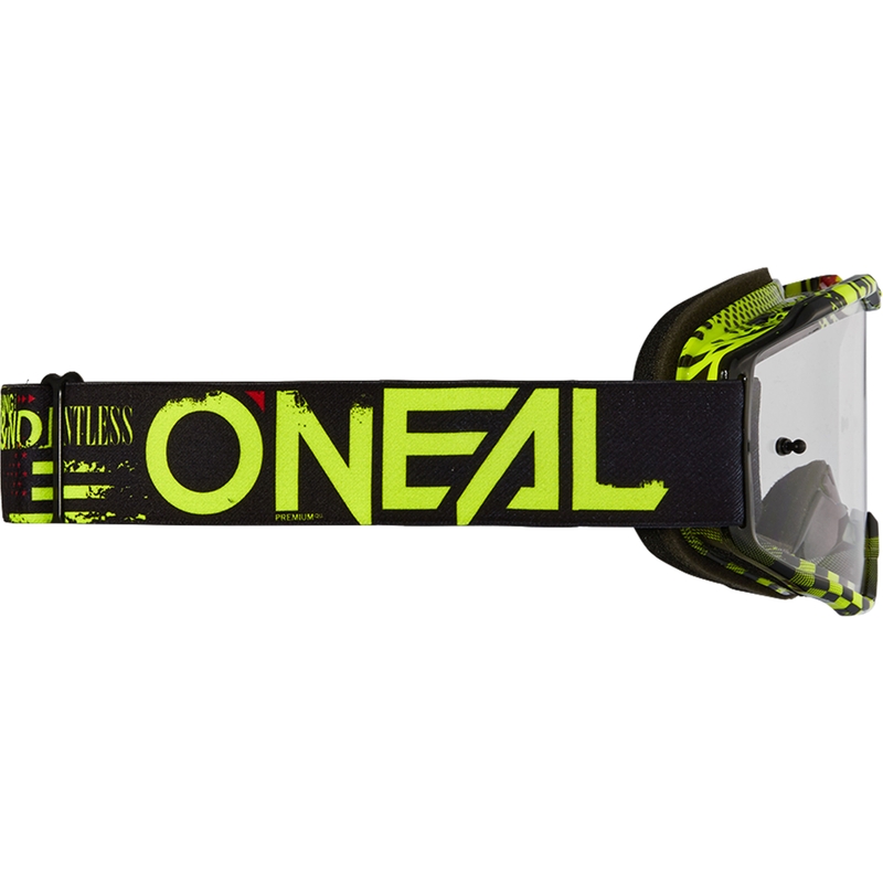Occhiali da motocross O´Neal B-10 Attack neri-gialli (plexiglass trasparente)