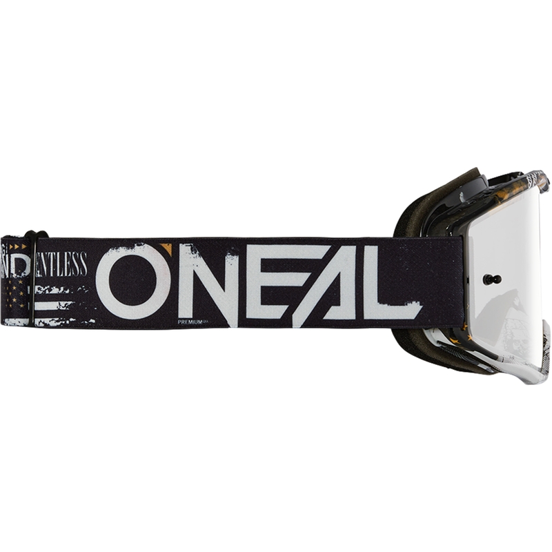 Occhiali da motocross O´Neal B-10 Attack bianco-nero (plexiglass argentato a specchio)