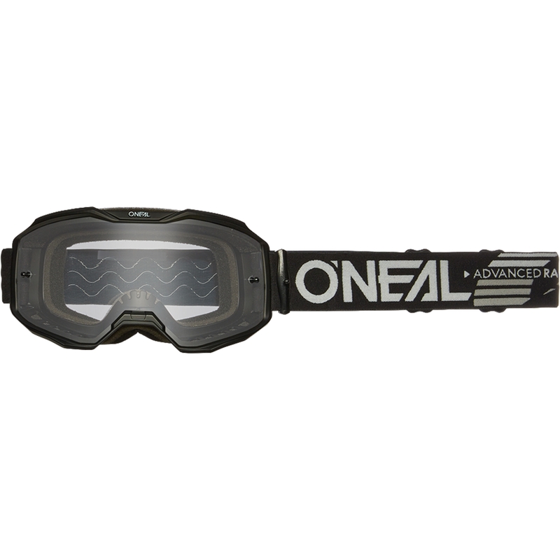 Occhiali da motocross O´Neal B-10 neri (plexiglass trasparente)