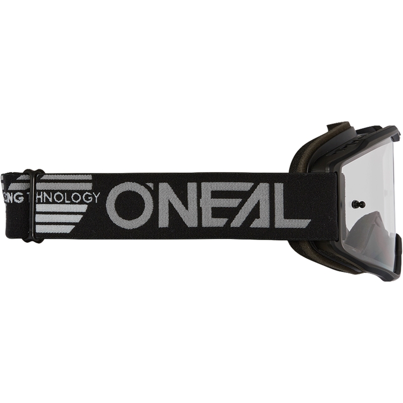 Occhiali da motocross O´Neal B-10, neri pieni (plexiglass argento specchiato)