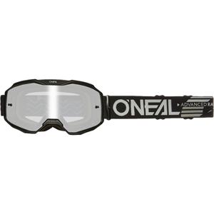 Occhiali da motocross O´Neal B-10, neri pieni (plexiglass argento specchiato)