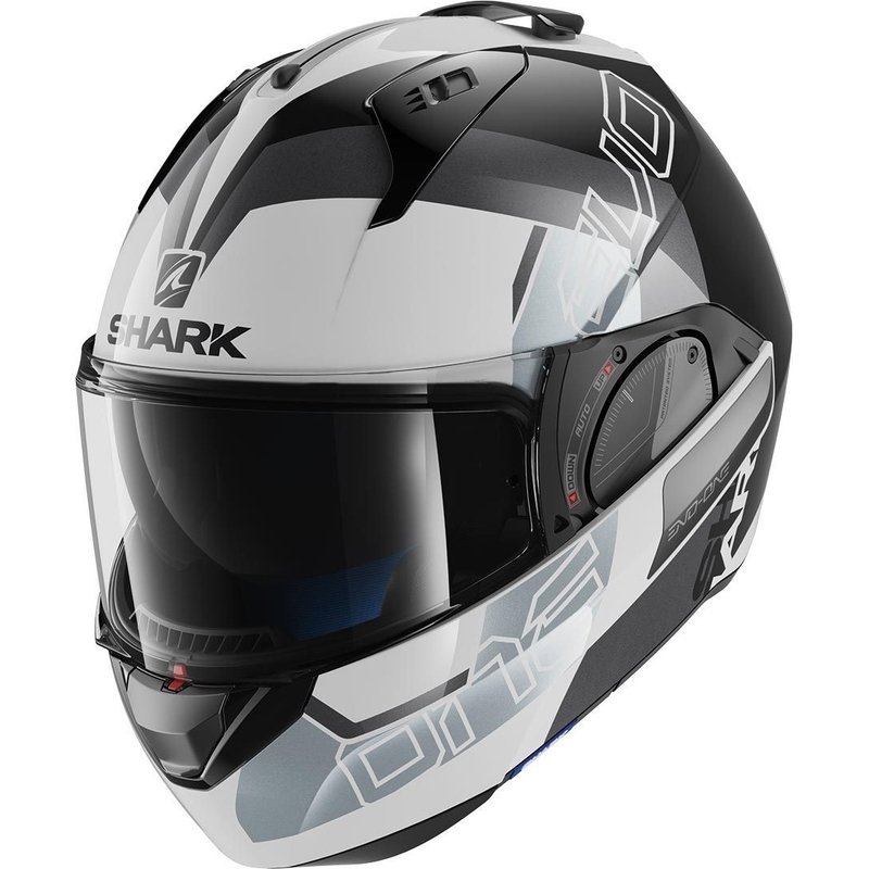 Překlápěcí přilba SHARK EVO-ONE 2 Slasher černo-bílo-stříbrná