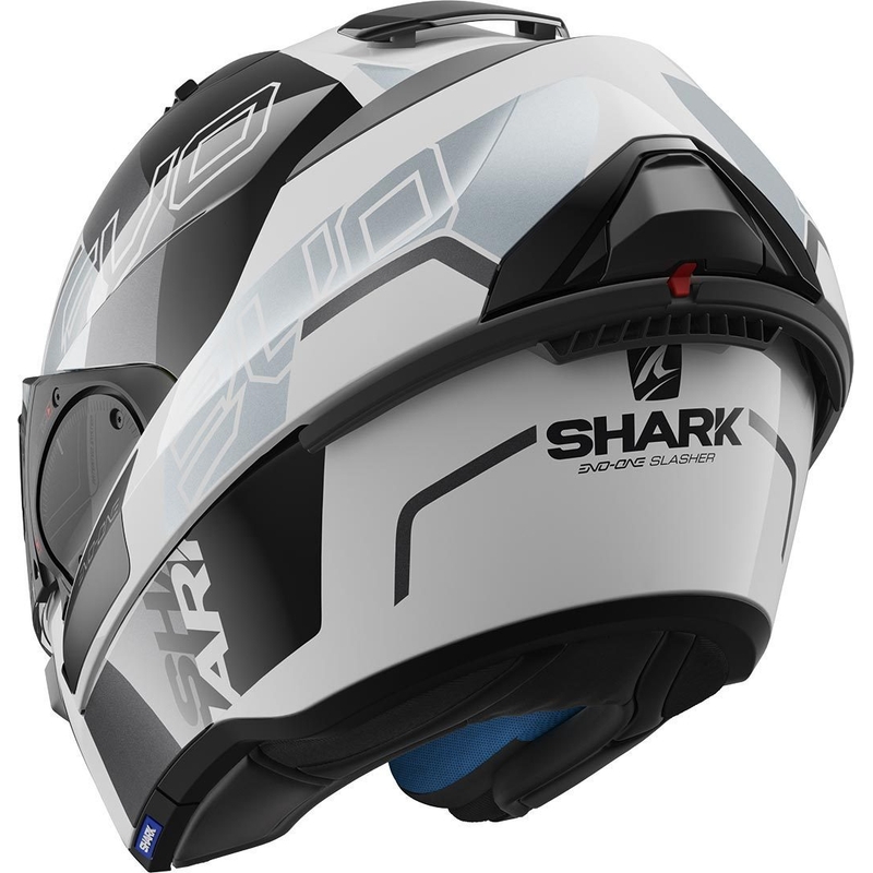 Překlápěcí přilba SHARK EVO-ONE 2 Slasher černo-bílo-stříbrná