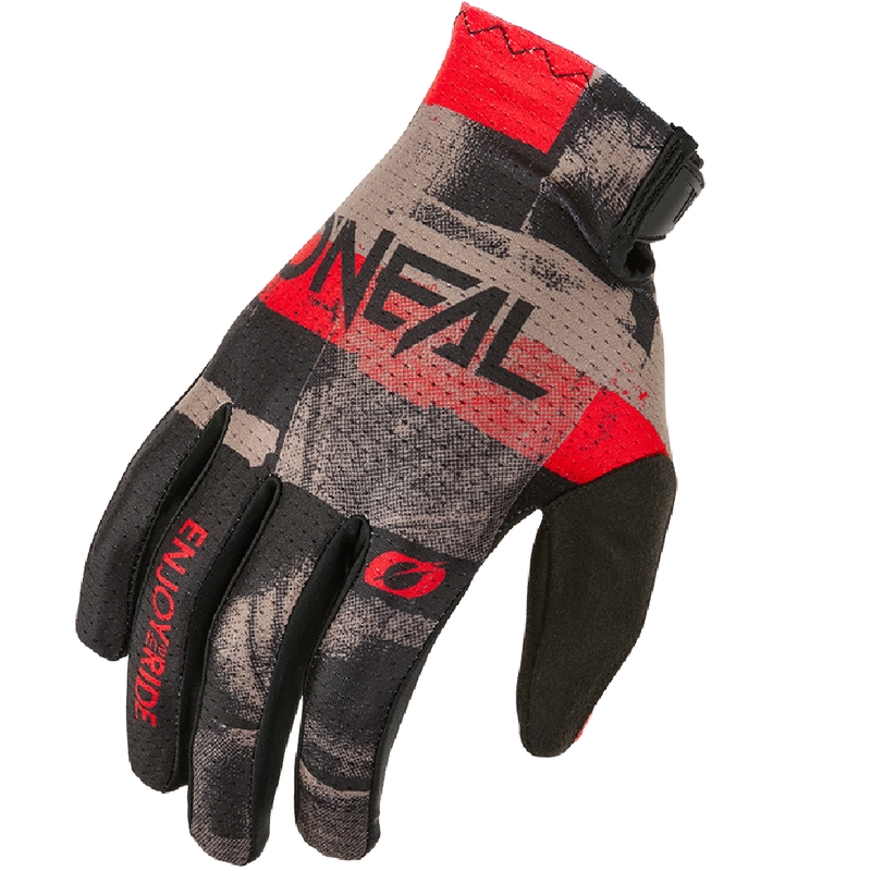 Guanti da motocross O'Neal Matrix Roller grigio-rosso