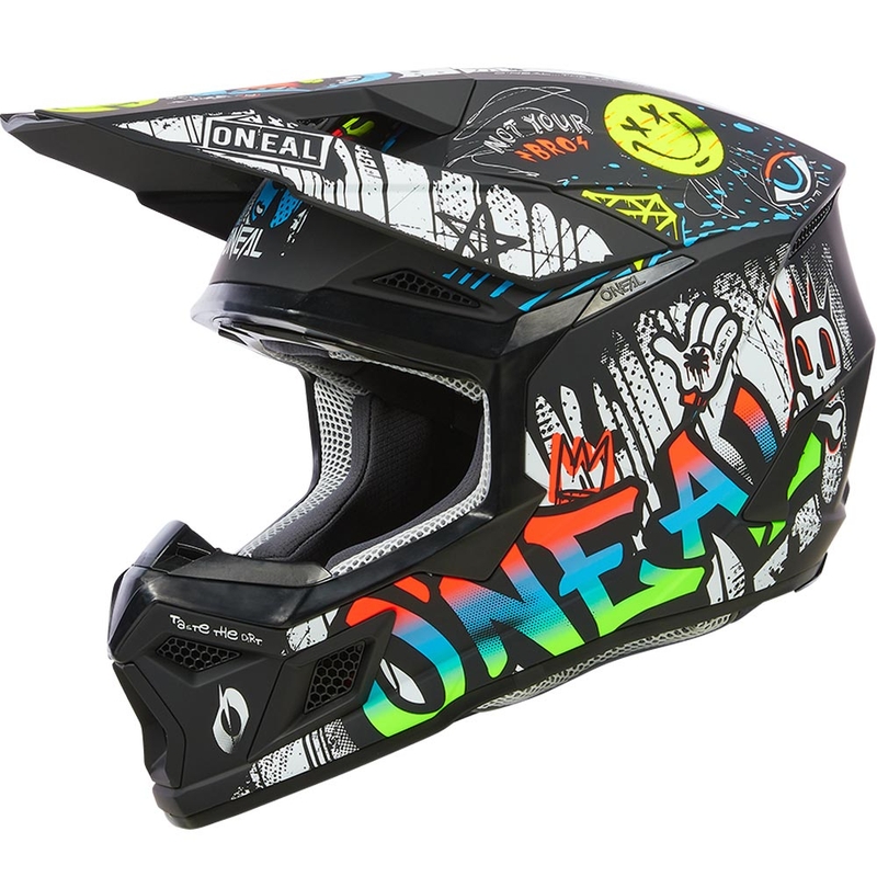 Casco da motocross per bambini O'Neal 3SRS Rancid bianco e nero