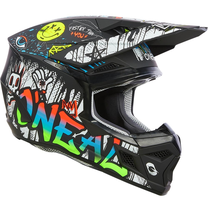 Casco da motocross per bambini O'Neal 3SRS Rancid bianco e nero