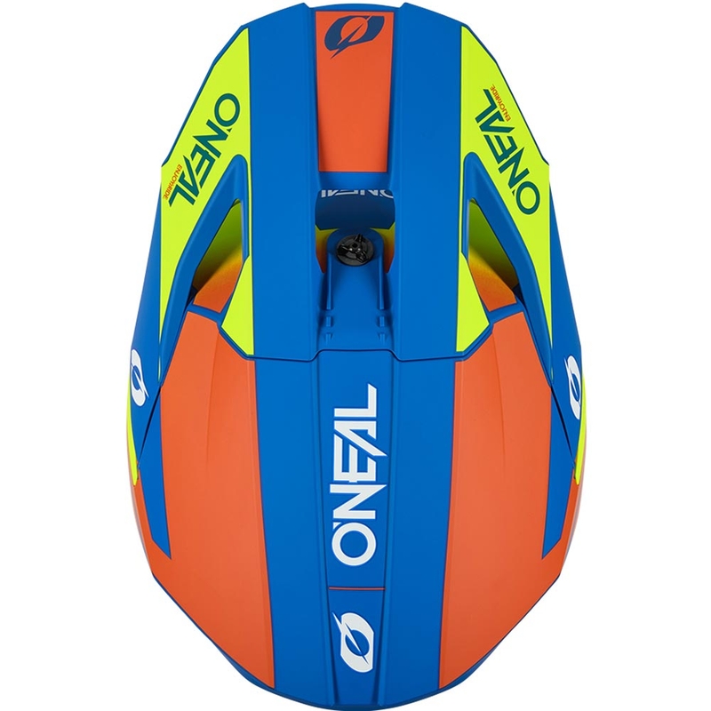Casco da motocross per bambini O'Neal 3SRS, tinta unita blu opaco-giallo fluo