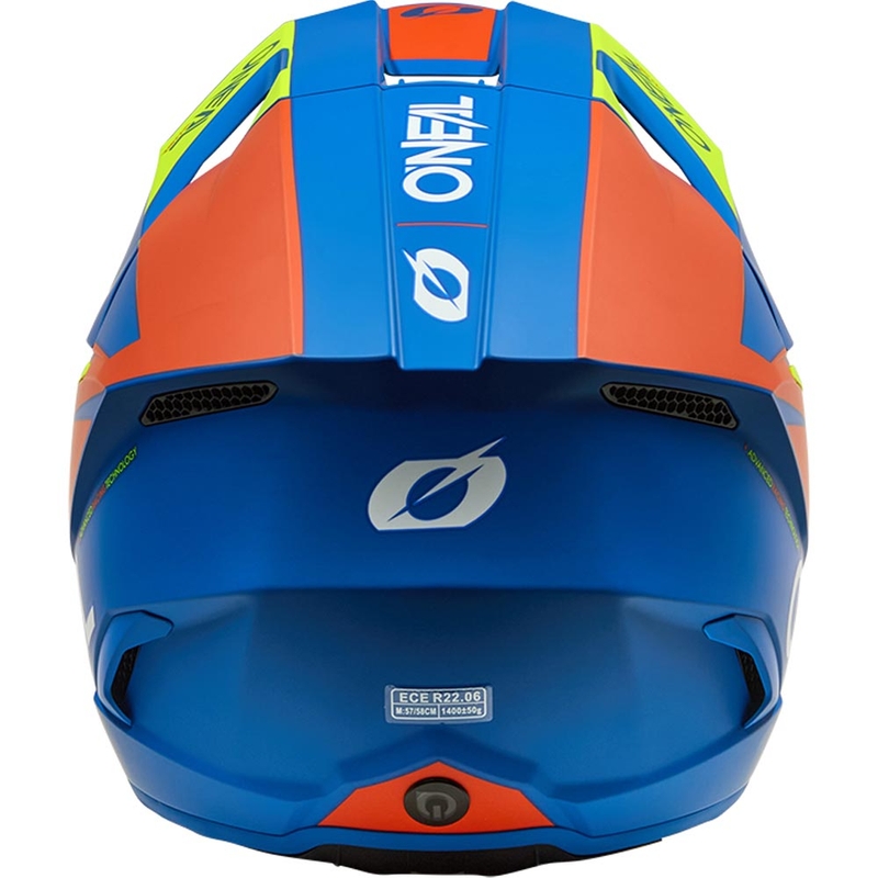 Casco da motocross per bambini O'Neal 3SRS, tinta unita blu opaco-giallo fluo