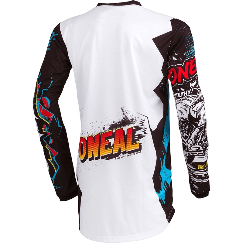 Maglia da motocross per bambini O'Neal Element Villain, bianca