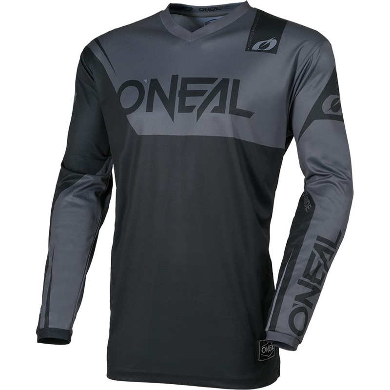 Maglia da motocross per bambini O'Neal Element Racewear, nera e grigia.
