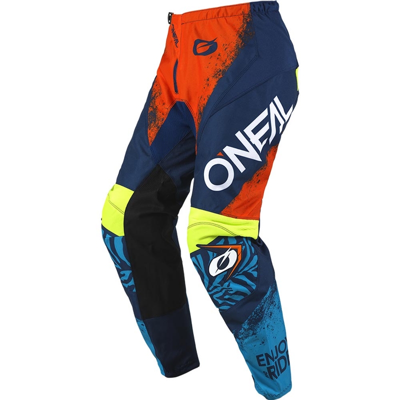 Pantaloni da motocross per bambini O'Neal Element Shocker, blu-arancione