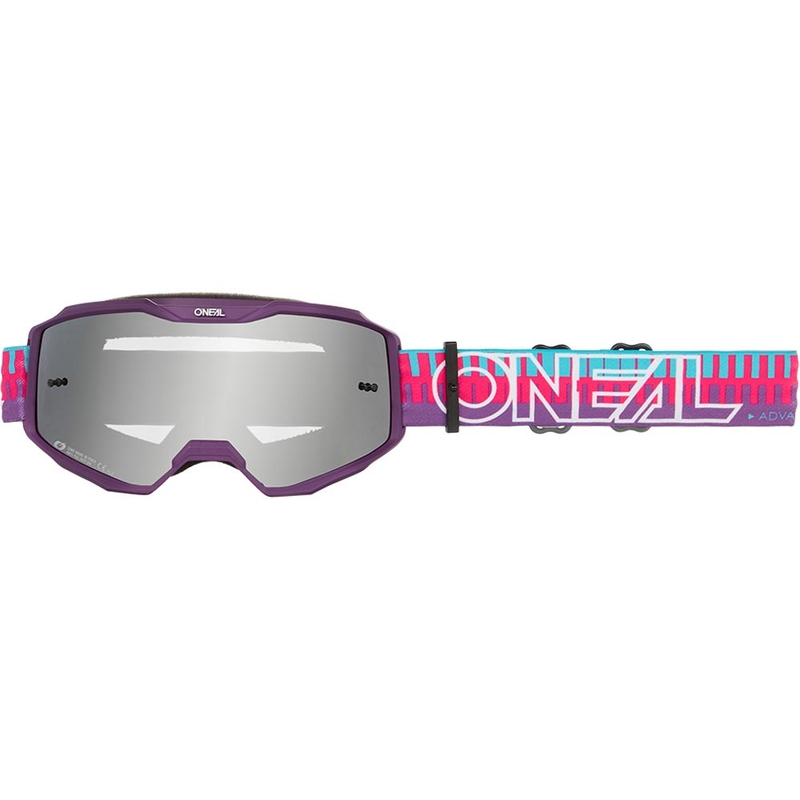 Occhiali da motocross per bambini O'Neal B-10 a righe, rosa e viola