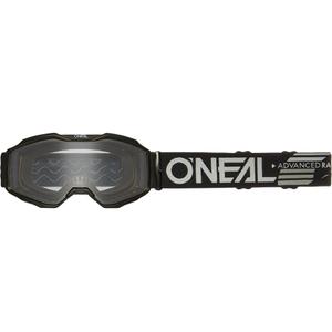 Occhiali da motocross per bambini O'Neal B-10 Solid, neri con lente trasparente.