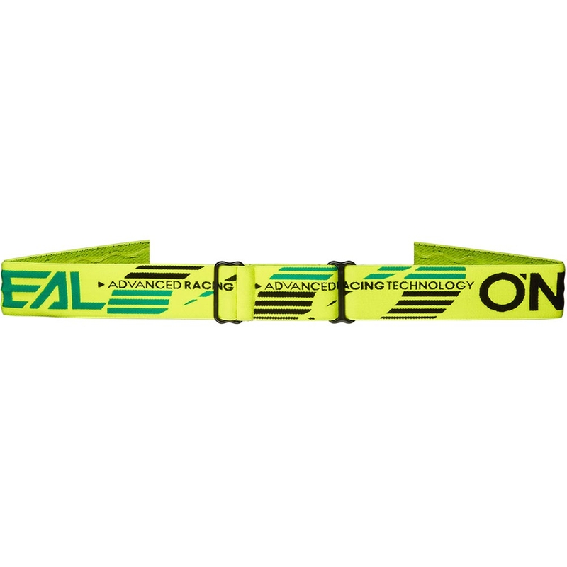 Occhiali da motocross per bambini O'Neal B-10, colore giallo fluo tinta unita con lente in plexiglass trasparente.