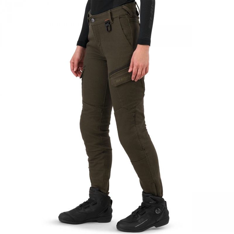Jeans da motociclista da donna Shimano Recon verdi