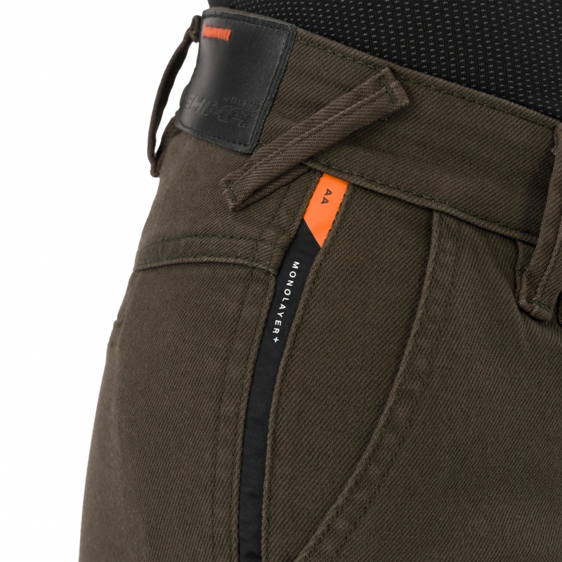 Jeans da motociclista da donna Shimano Recon verdi