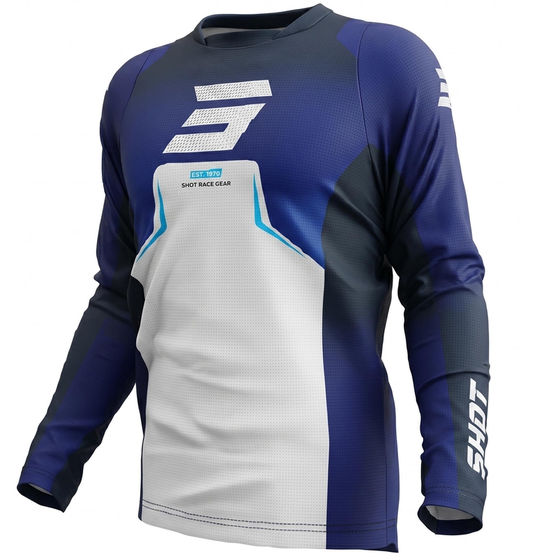 Maglia da motocross blu Shot Devo Future