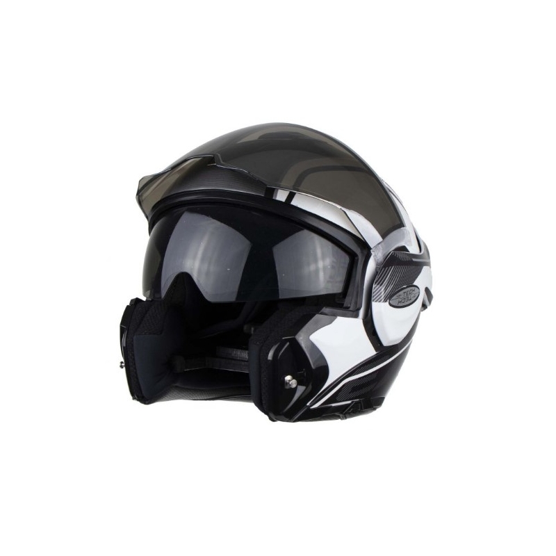 Překlápěcí přilba Scorpion EXO-TECH Time-Off bílo-stříbrná