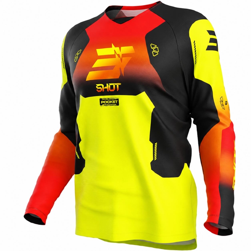 Maglia da motocross per bambini Shot Draw Rocket, giallo fluo