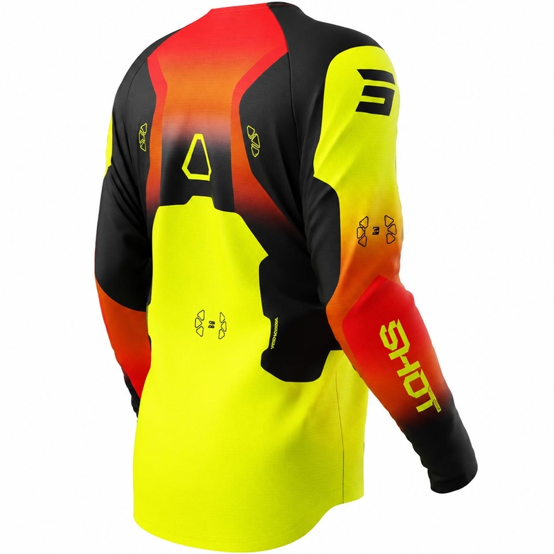 Maglia da motocross per bambini Shot Draw Rocket, giallo fluo