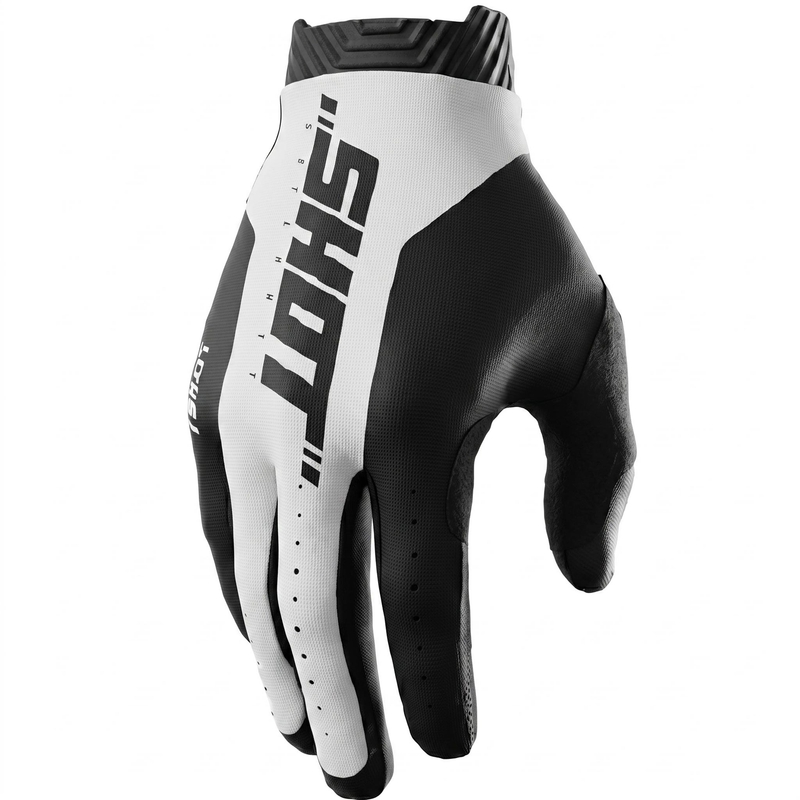 Guanti da motocross Shot Lite Skin neri e bianchi
