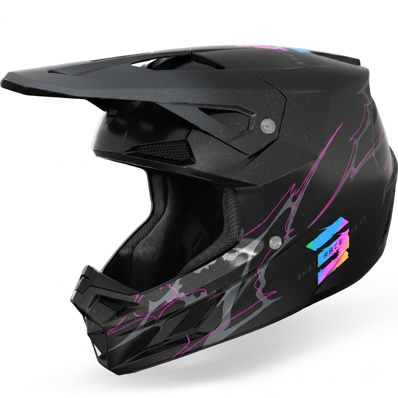 Casco da motocross per bambini Shot Speed Rac, nero perla