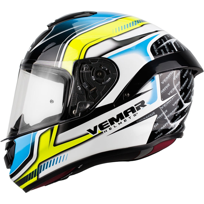 Integrální přilba Vemar Hurricane Racing černo-bílo-žluto-modrá