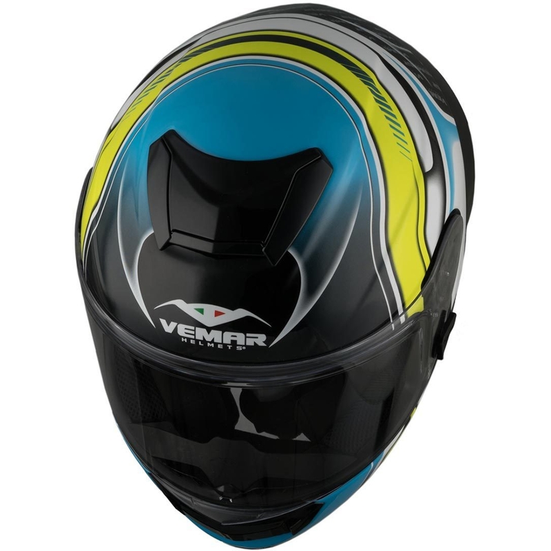 Integrální přilba Vemar Hurricane Racing černo-bílo-žluto-modrá