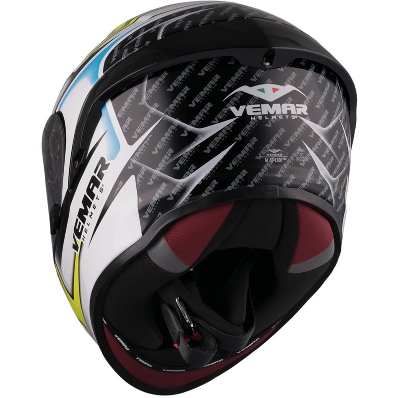 Integrální přilba Vemar Hurricane Racing černo-bílo-žluto-modrá