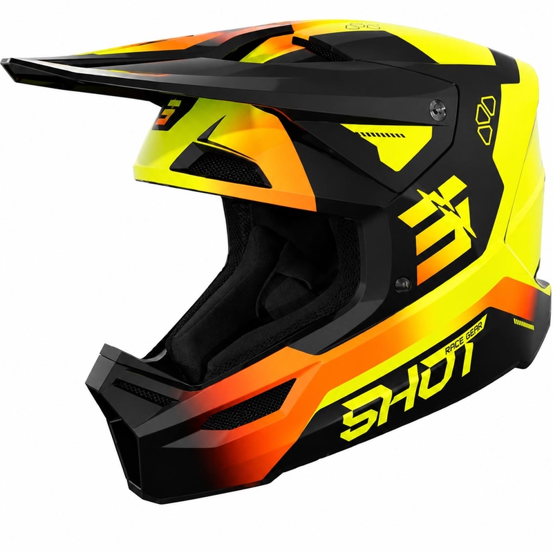 Casco da motocross per bambini Shot Furious Rocket, giallo fluo brillante