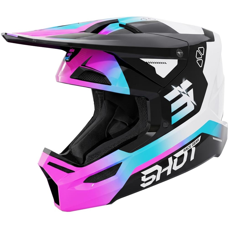 Casco da motocross per bambini Shot Furious Rocket, rosa lucido