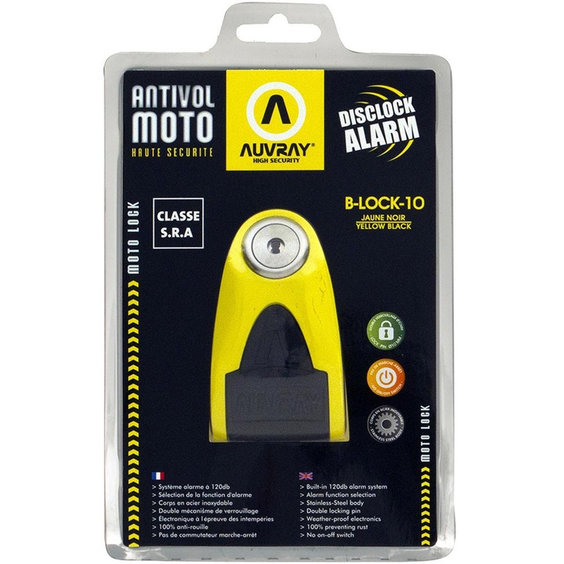 Blocco disco freno Auvray B-Lock 10 Allarme 120 dB giallo