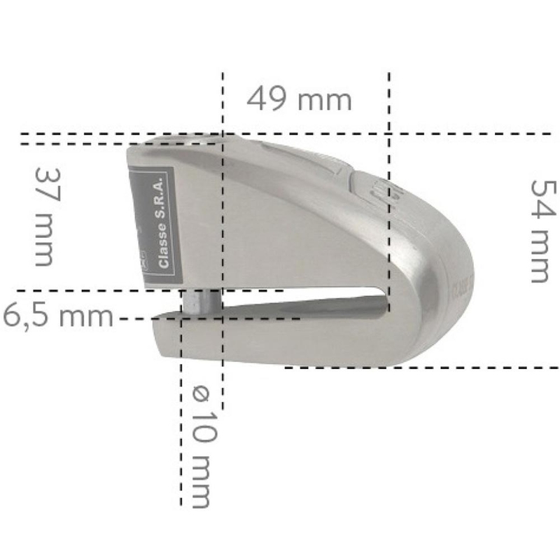 Lucchetto per disco freno Auvray B-Lock 10 con allarme da 120 dB, acciaio argentato