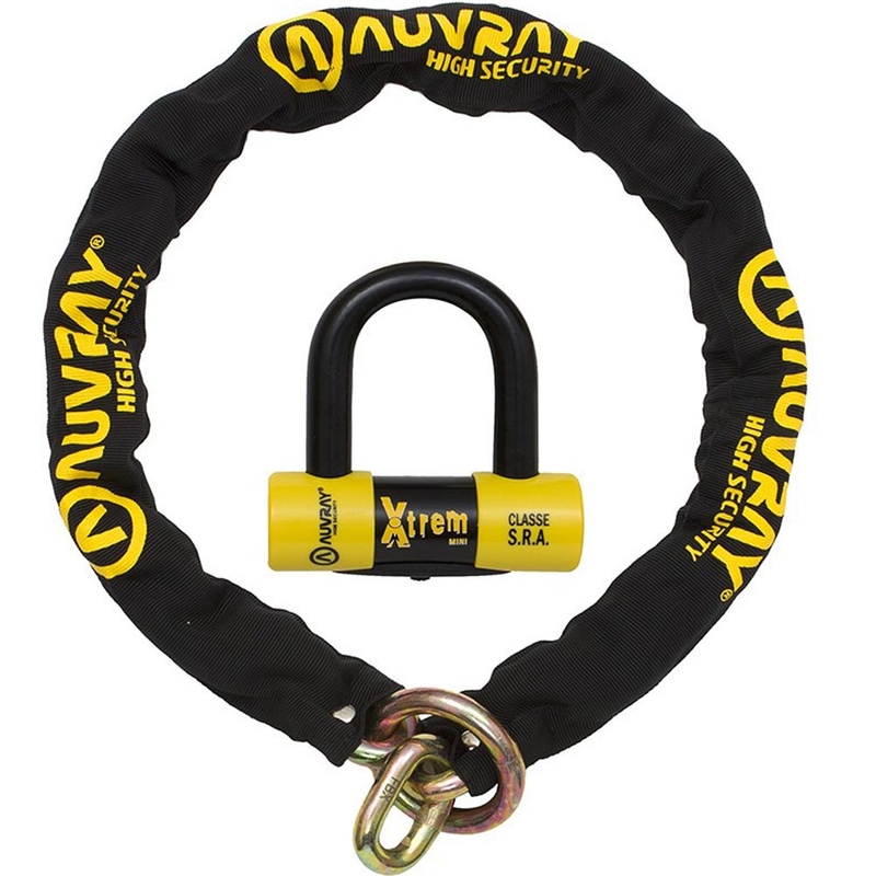Lucchetto a catena per moto Auvray XTREM con blocco per disco freno XTREM Mini U, nero