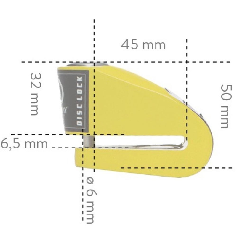 Blocco per disco freno Auvray B-Lock 06 con allarme da 120 dB, giallo