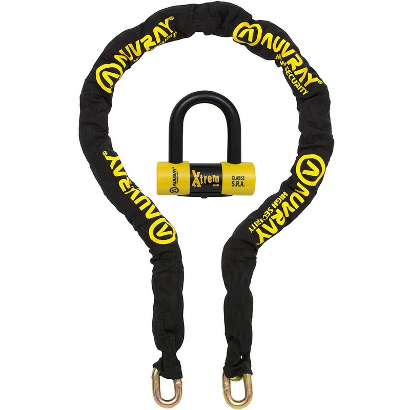 Lucchetto a catena per moto Auvray XTREM con blocco per disco freno XTREM Mini U da 13,5 mm, nero.